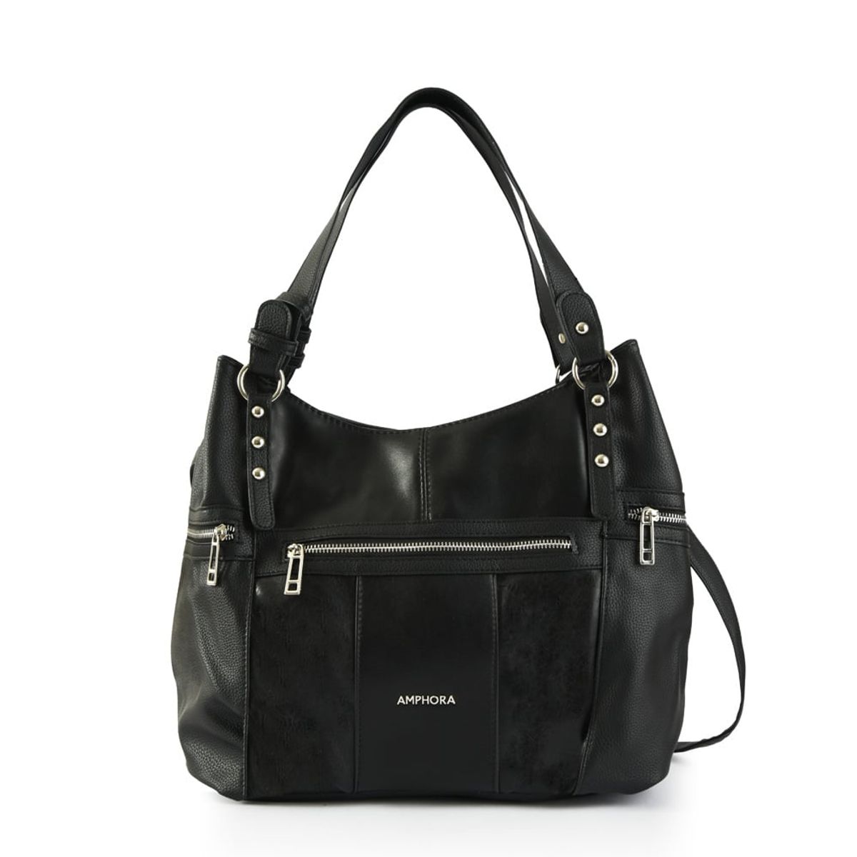 AMPHORA - Cartera Dos Asas Tres divisiones grande irana negro