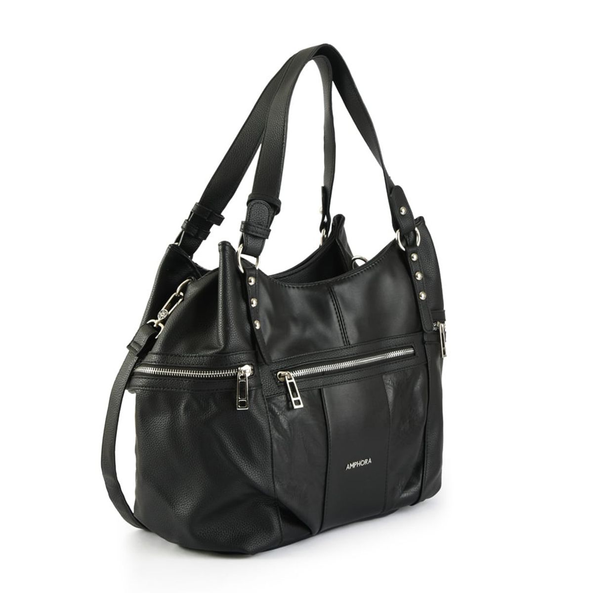 AMPHORA - Cartera Dos Asas Tres divisiones grande irana negro