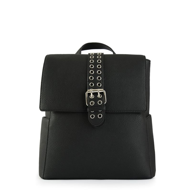 AMPHORA - Mochila Con Tapa Mediana Lydie Negro