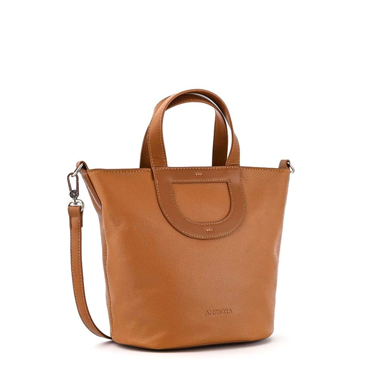 AMPHORA - Cartera bandolera mediana elma camel