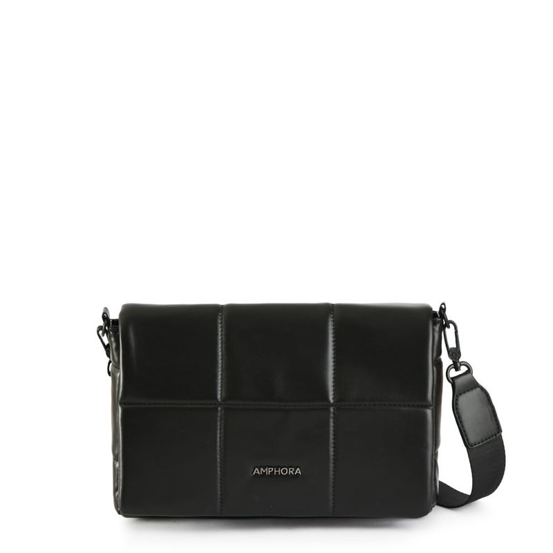 AMPHORA - Cartera Bandolera con tapa mediana mayra negro