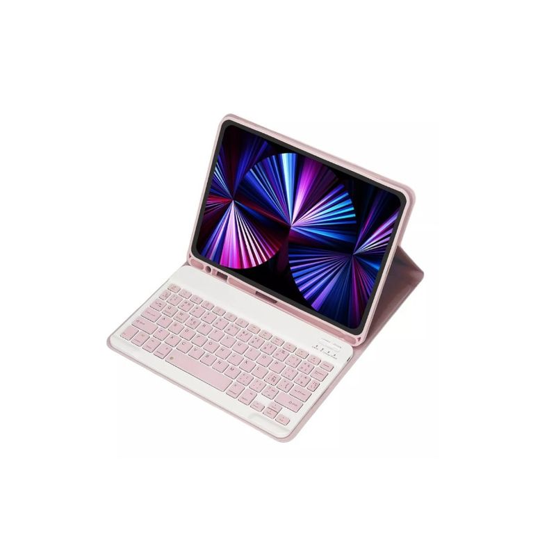 GENERICO - Funda Teclado Para iPad 9va Generación 10.2 Smart + Lapiz Rosa