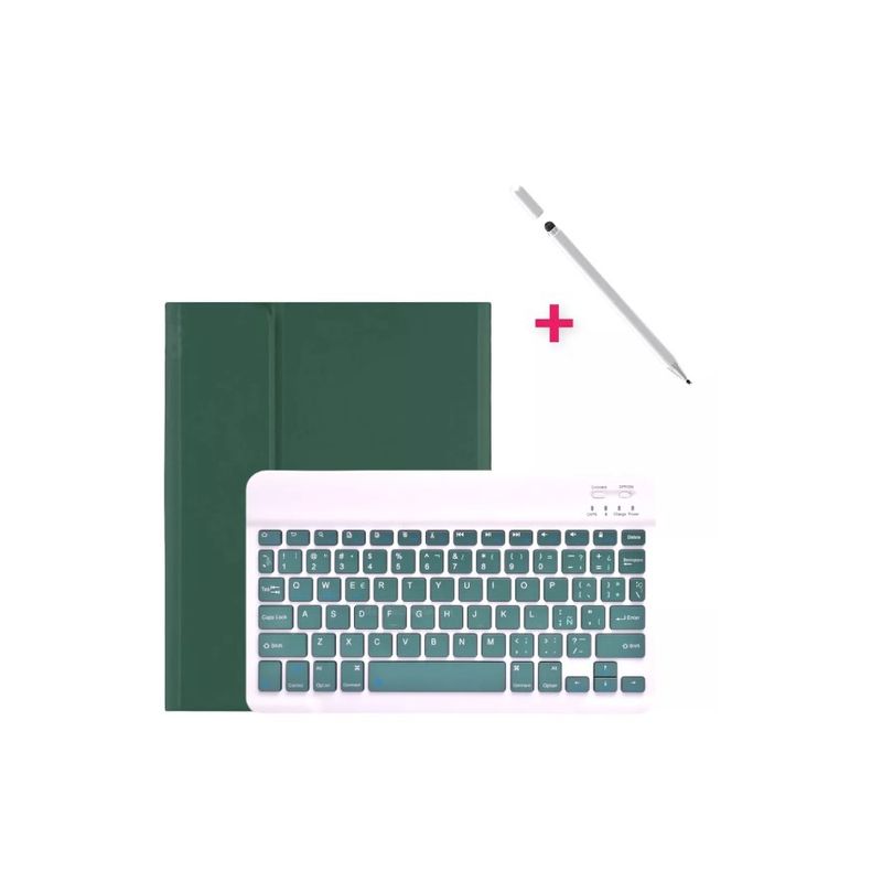 GENERICO - Funda Teclado Para iPad 9va Generación 10.2 Smart + Lapiz Verde Oscuro