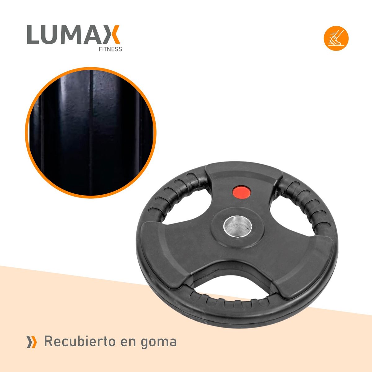 LUMAX - Disco Olimpico 2,5 Kg con asas recubierto en goma