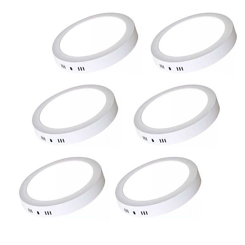 WANT - Pack X 6  Foco Panel Led Sobrepuesto Redondo 18w Luz Fría