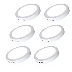 WANT - Pack X 6 Foco Panel Led Sobrepuesto Redondo 18w Luz Fría