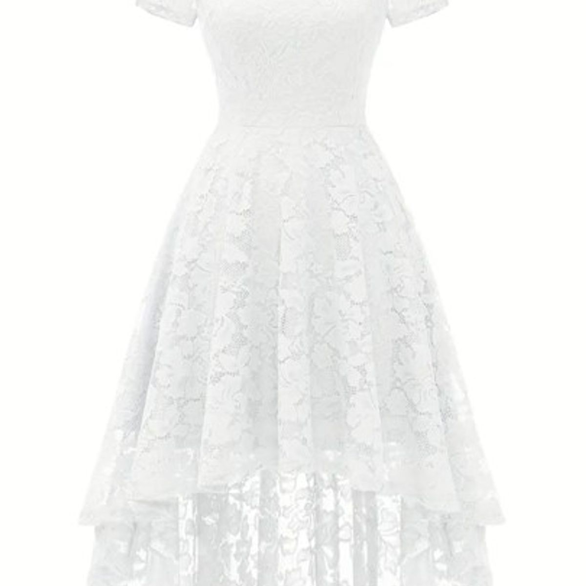 GENERICO - Vestido Modelo Hombros Libres Manga Corta de encaje Falda Mullet