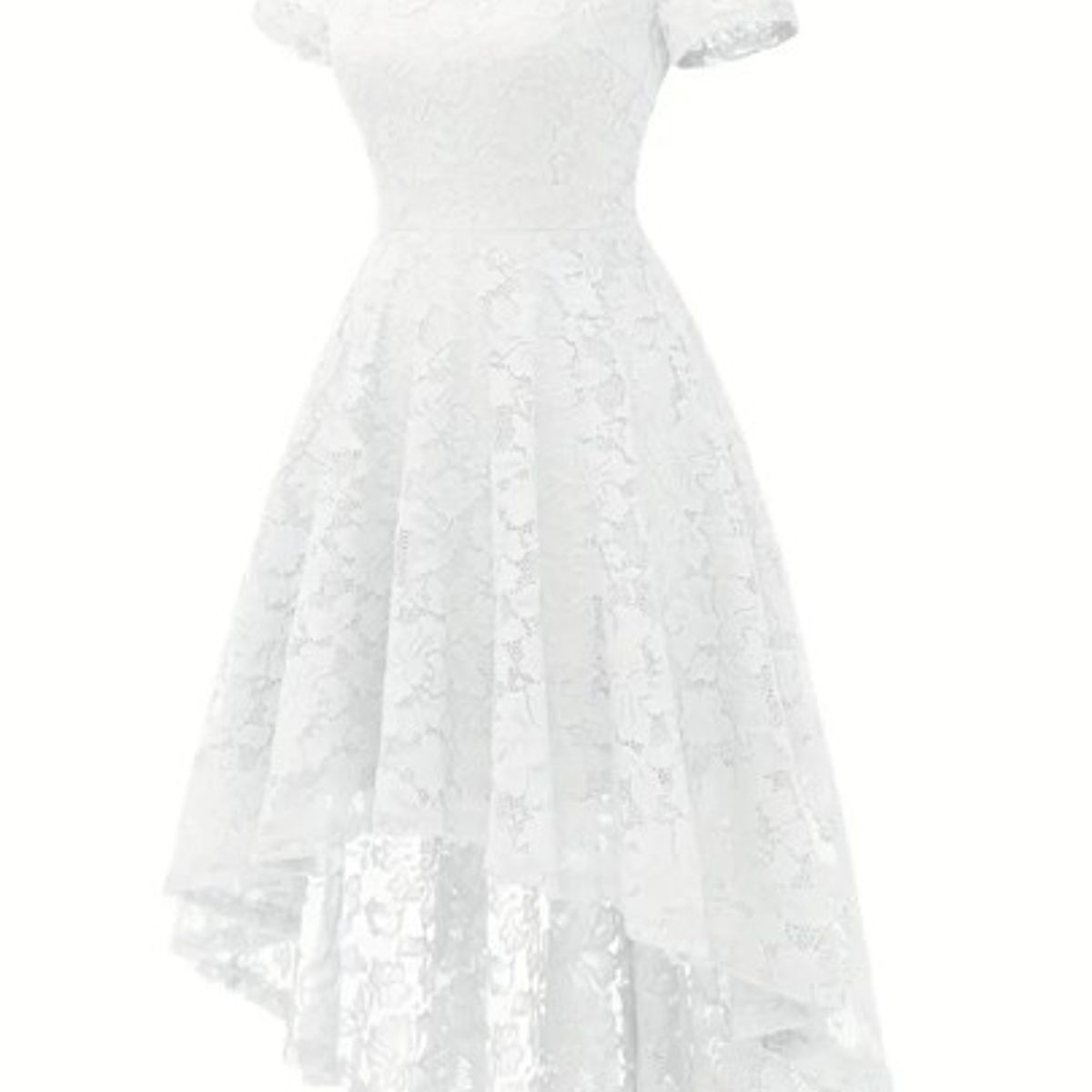 GENERICO - Vestido Modelo Hombros Libres Manga Corta de encaje Falda Mullet