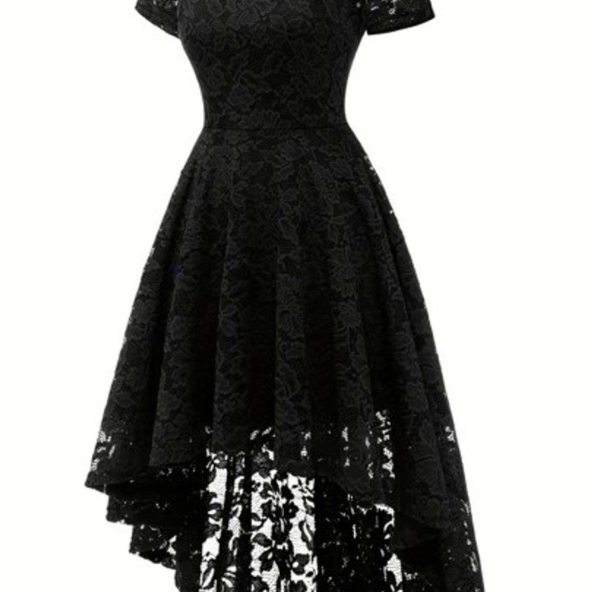 GENERICO - Vestido Modelo Hombros Libres Manga Corta de encaje Falda Mullet