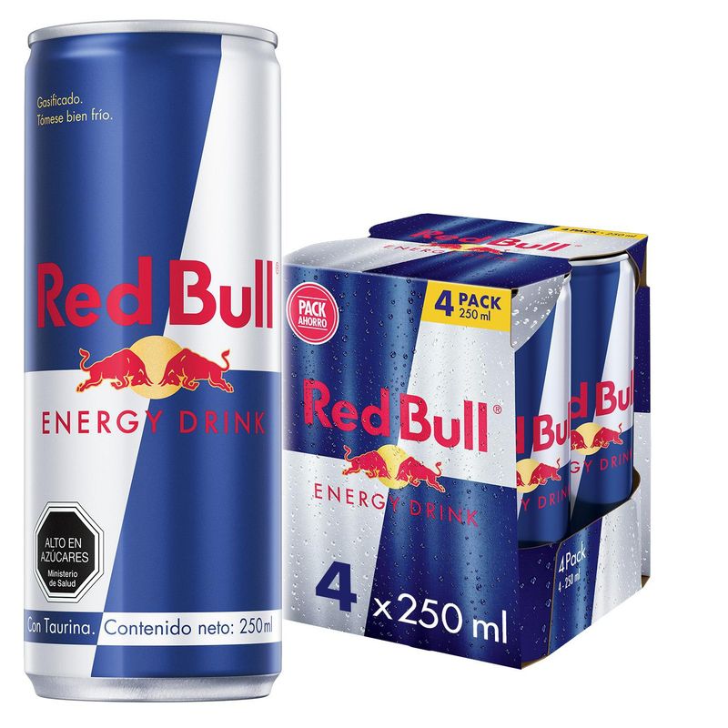 RED BULL - Red Bull Bebida Energética Pack 4 Latas 250Ml