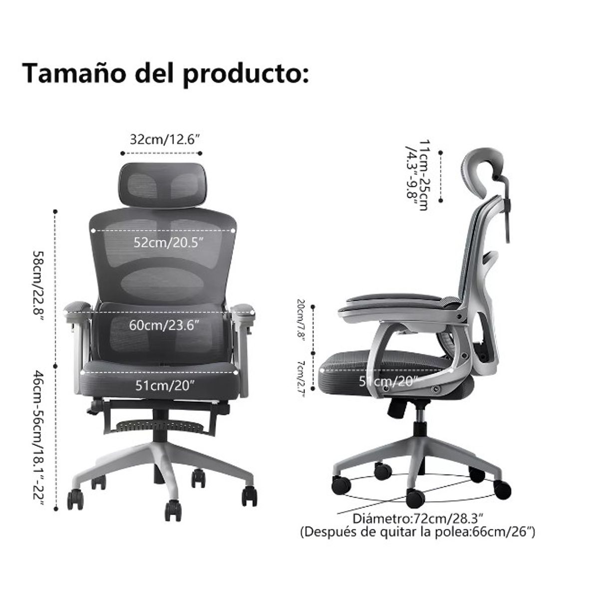GENERICO - Silla De Oficina Ergonómica Con Reposapiernas Y Reclinable