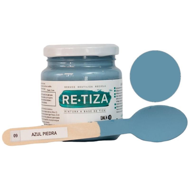 RETIZA - Pintura Tizada/Vintage AZUL PIEDRA  250 grs base agua mate decorativa
