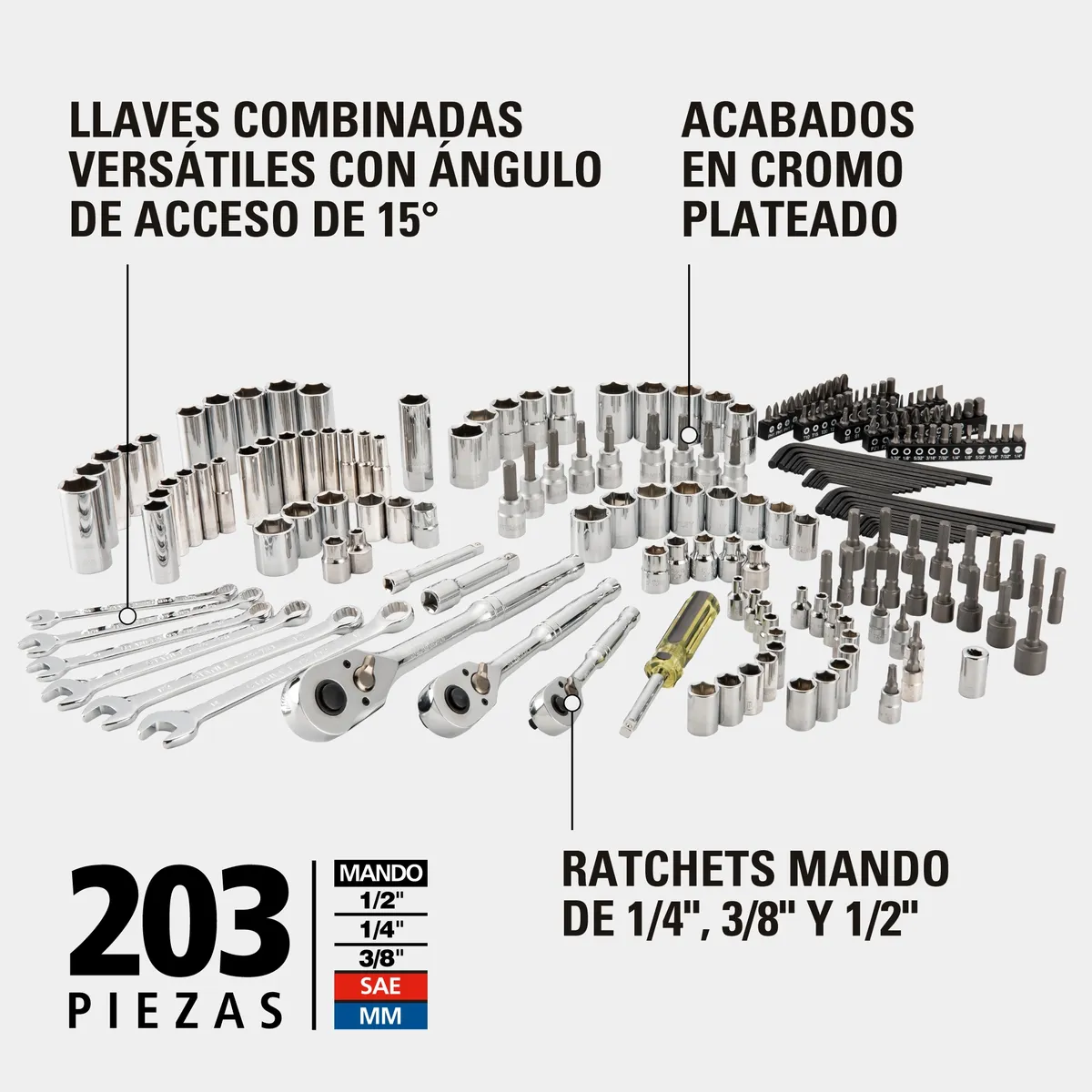 STANLEY - Juego de Herramientas Mecánicas 203 piezas STANLEY STMT17993-LA