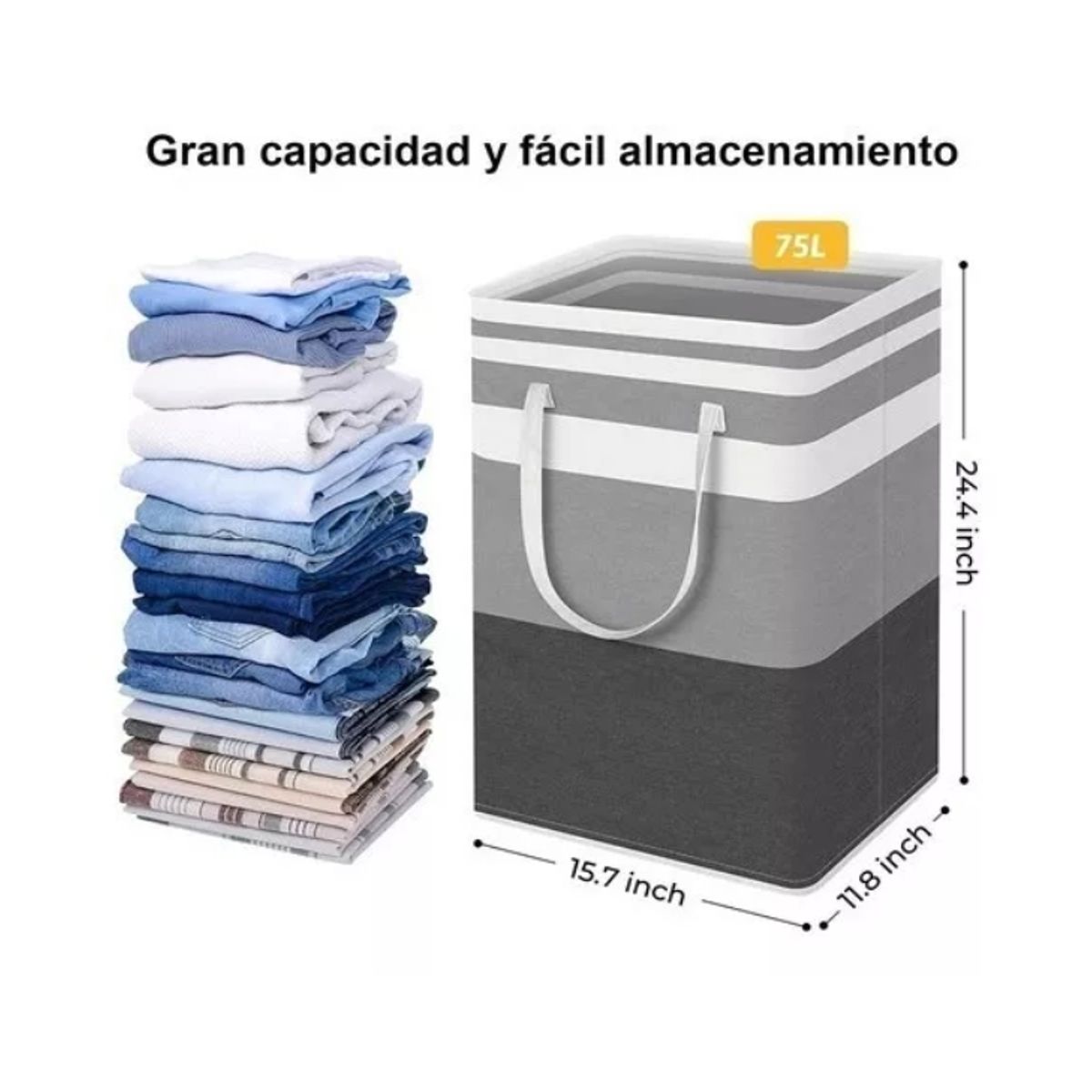 GENERICO - Cesto Grande P/ropa Sucia Y Lavandería Plegable De 75l, 2 Pz