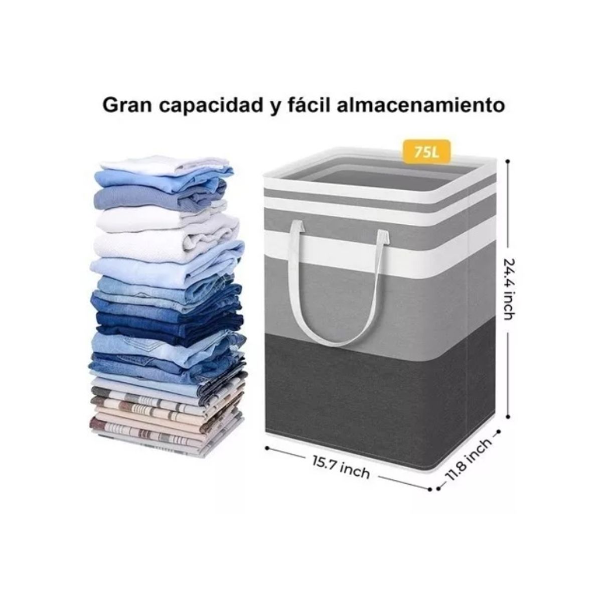 GENERICO - Cesto Grande P/ropa Sucia Y Lavandería Plegable De 75l, 2 Pz