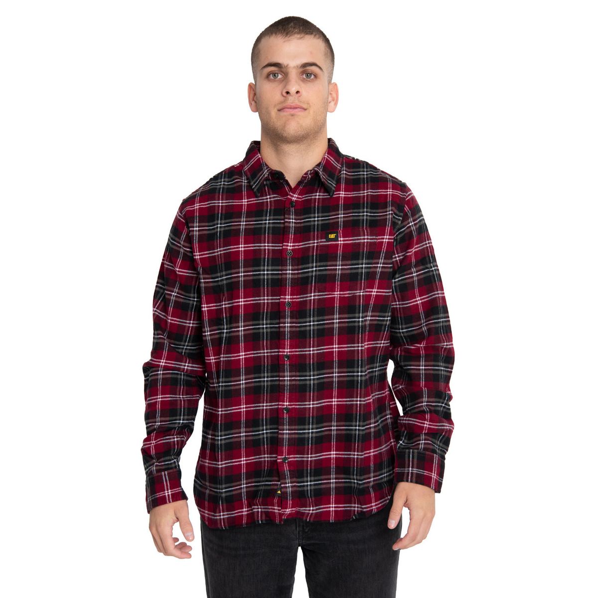 CAT - Camisa Manga Larga Hombre Foundation Flannel Rojo CAT