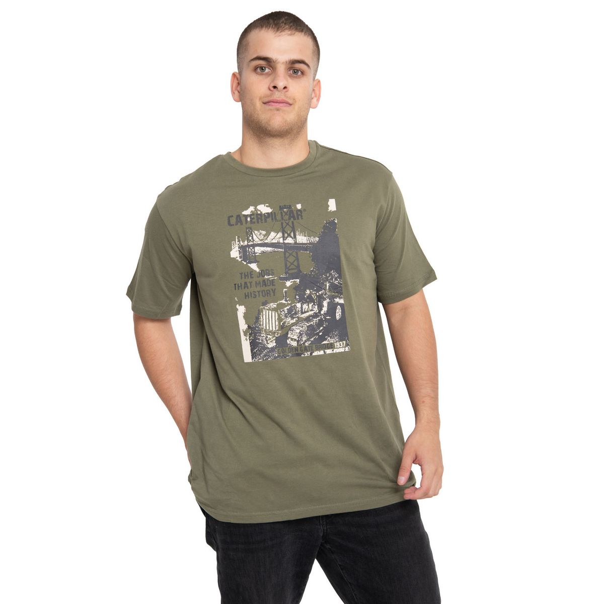 CAT - Polera Manga Corta Hombre Historic Graphic Verde CAT