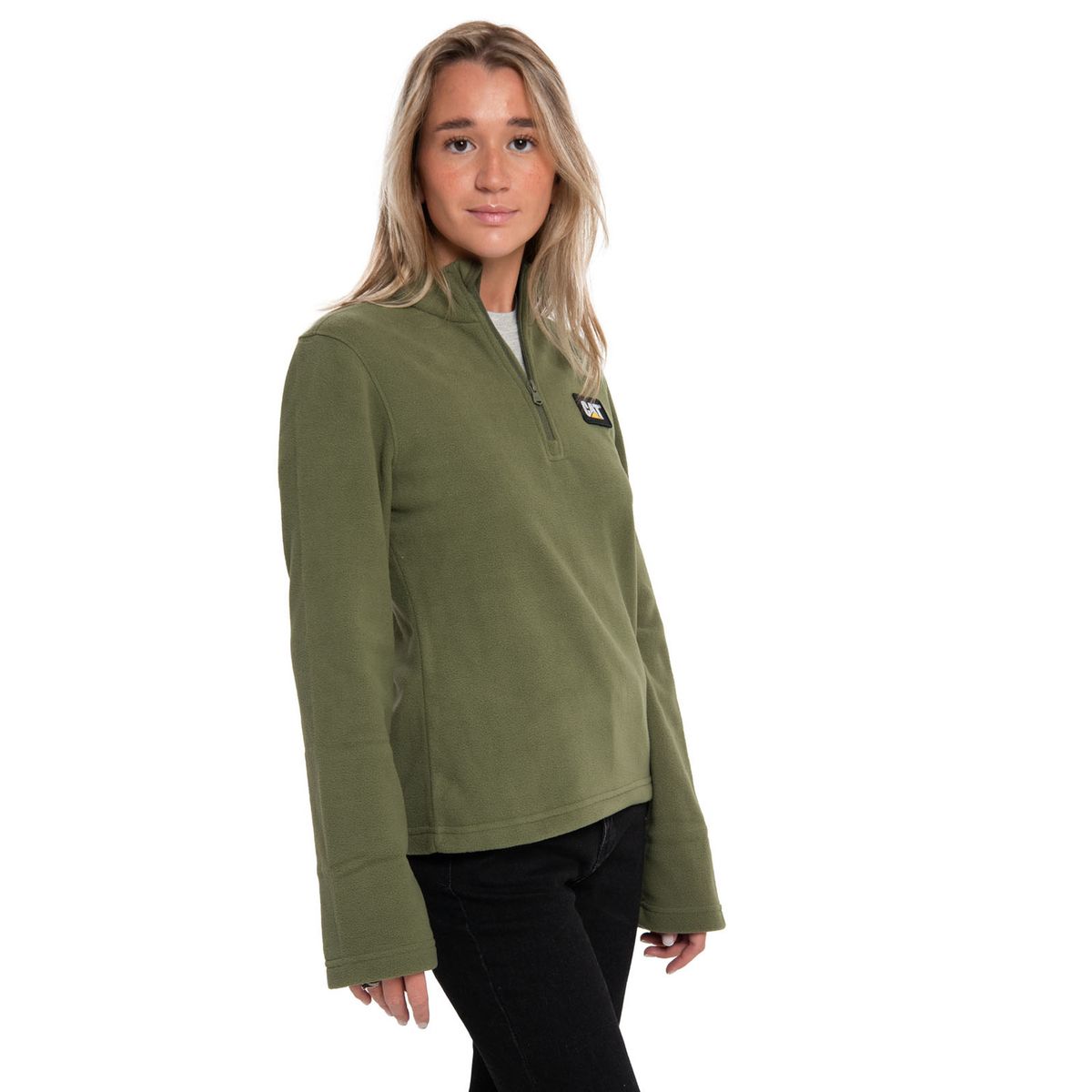 CAT - Polar Mujer Microfleece Quarter Zip Verde CAT