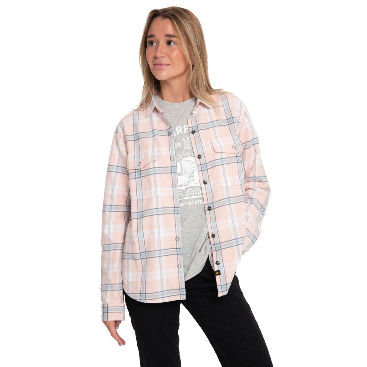 CAT - Blusa Manga Larga Mujer Flannel Rojo CAT