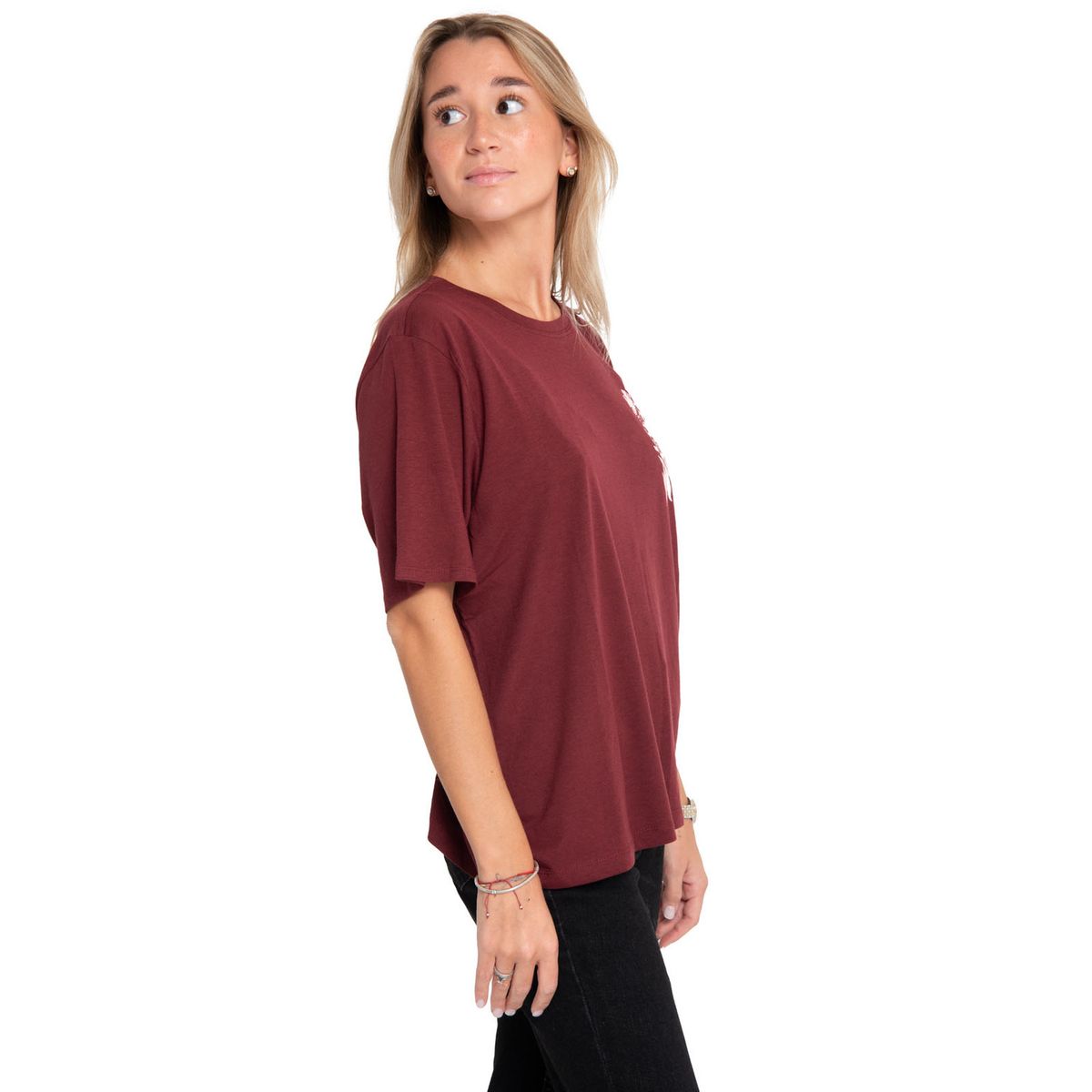 CAT - Polera Manga Corta Mujer Oversized Graphic Rojo CAT