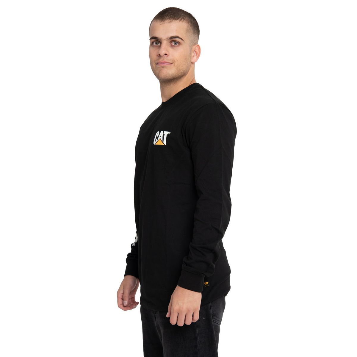 CAT - Polera Manga Larga Hombre Trademark Banner Negro CAT