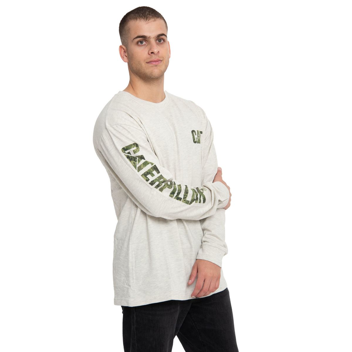 CAT - Polera Manga Larga Hombre Trademark Banner Beige CAT