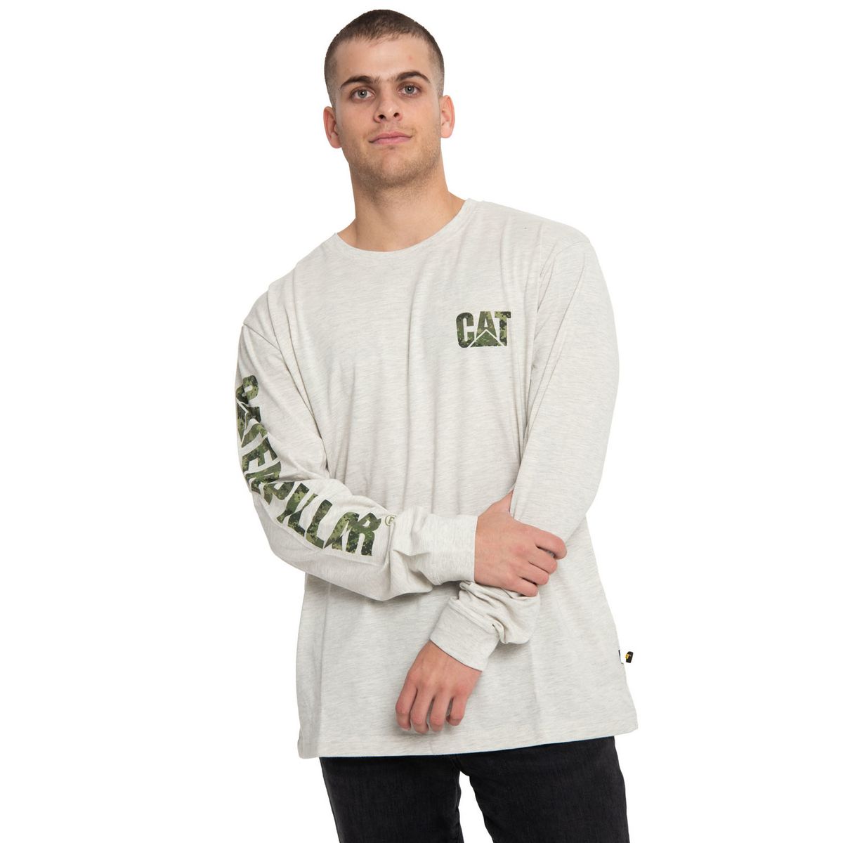 CAT - Polera Manga Larga Hombre Trademark Banner Beige CAT