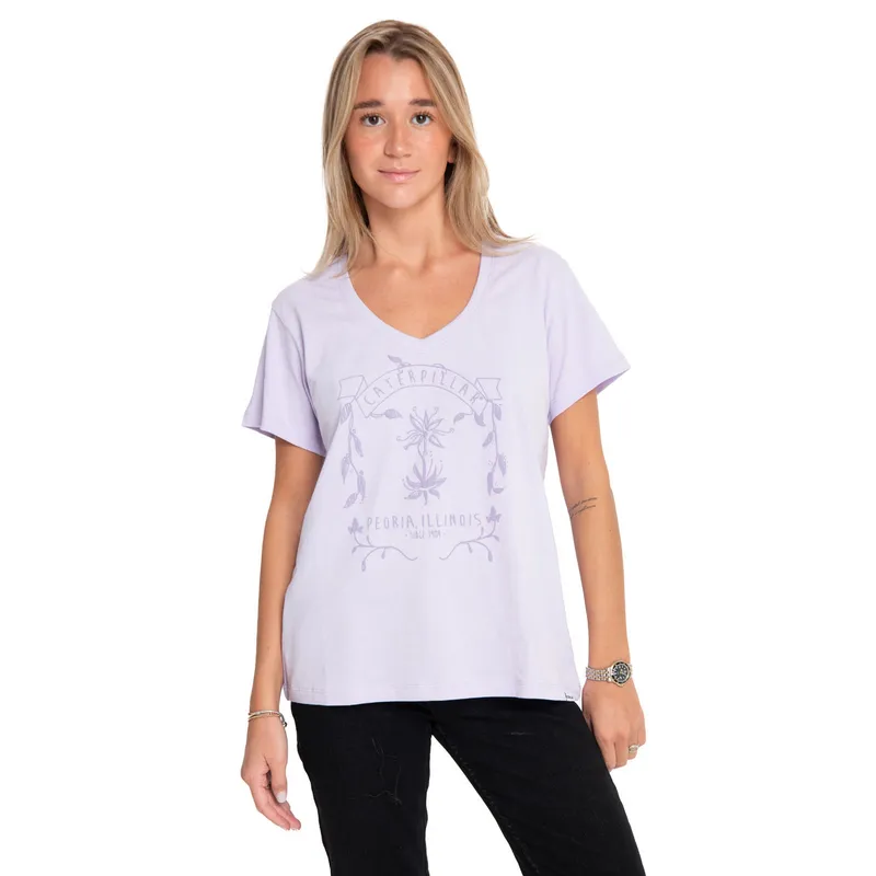CAT - Polera Manga Corta Mujer Novelty Graphic Morado CAT