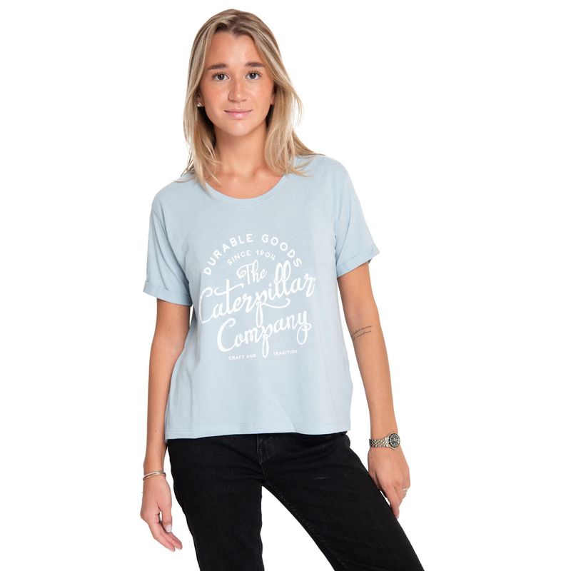 CAT - Polera Manga Corta Mujer Novelty Droptail Azul CAT