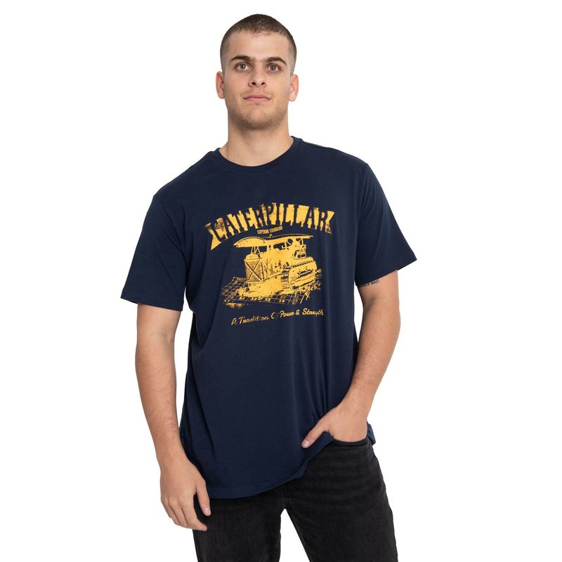 CAT - Polera Manga Corta Hombre Historic Graphic Azul CAT