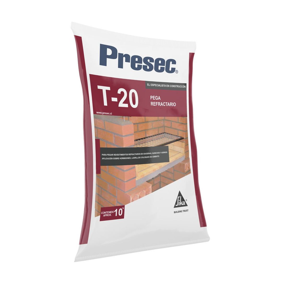 GENERICO - Mortero refractario 10 kg+Ladrillo refractario+Espátula