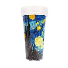 GENERICO - Vaso Pintura con Diamantes - La Noche Estrellada