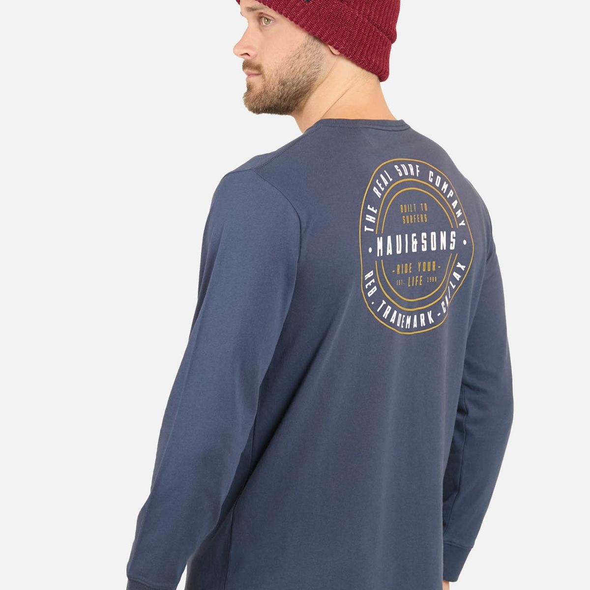 MAUI AND SONS - Polera Polamis Azul Marino Hombre Maui And Sons