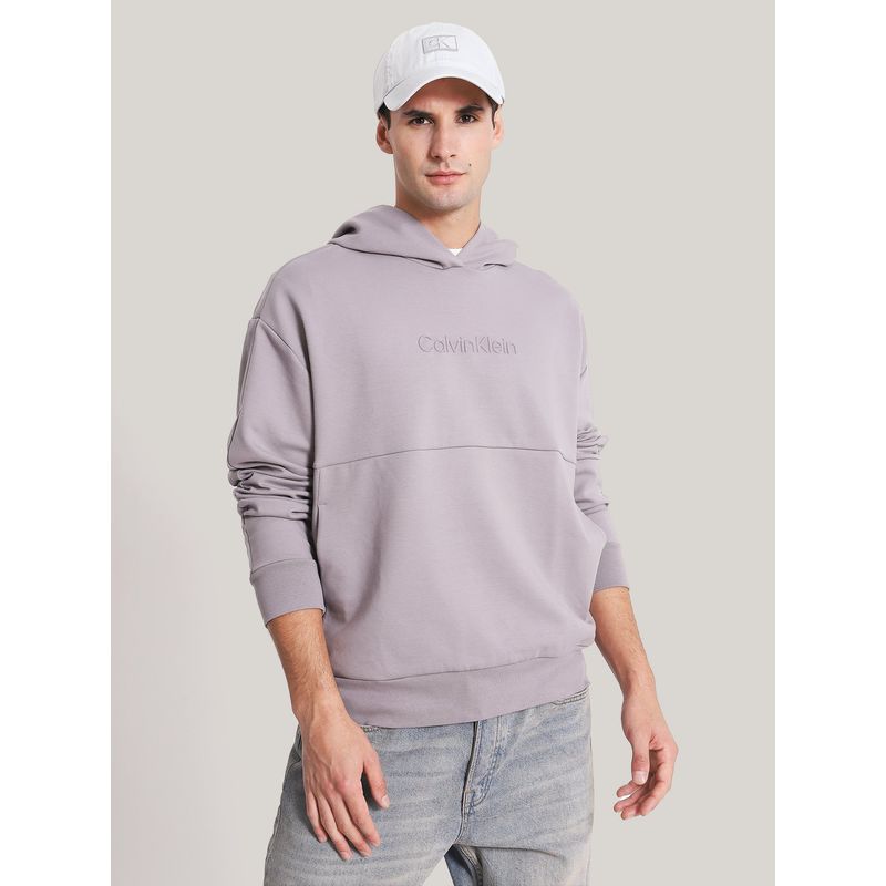 CALVIN KLEIN - Polerón con Gorro Embossed  Comfort Gris Calvin Klein