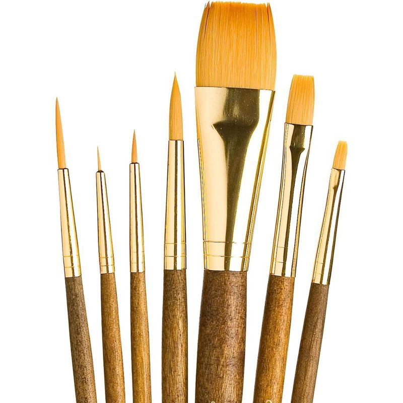 PRINCETON - Set 7 Pinceles Princeton Mango Corto Pelo Taklon Dorado (2)