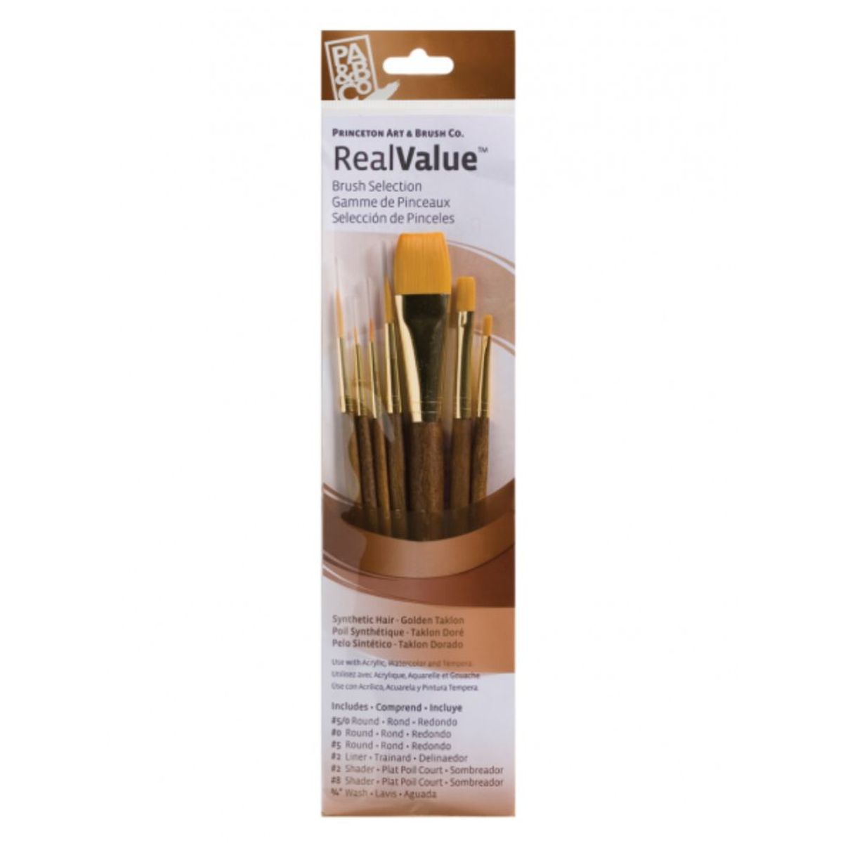 PRINCETON - Set 7 Pinceles Princeton Mango Corto Pelo Taklon Dorado (2)