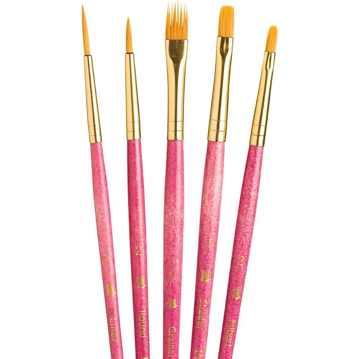 PRINCETON - Set 5 Pinceles Princeton Mango Corto Pelo Taklon Dorado