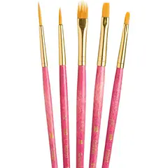 PRINCETON - Set 5 Pinceles Mango Corto Pelo Taklon Dorado