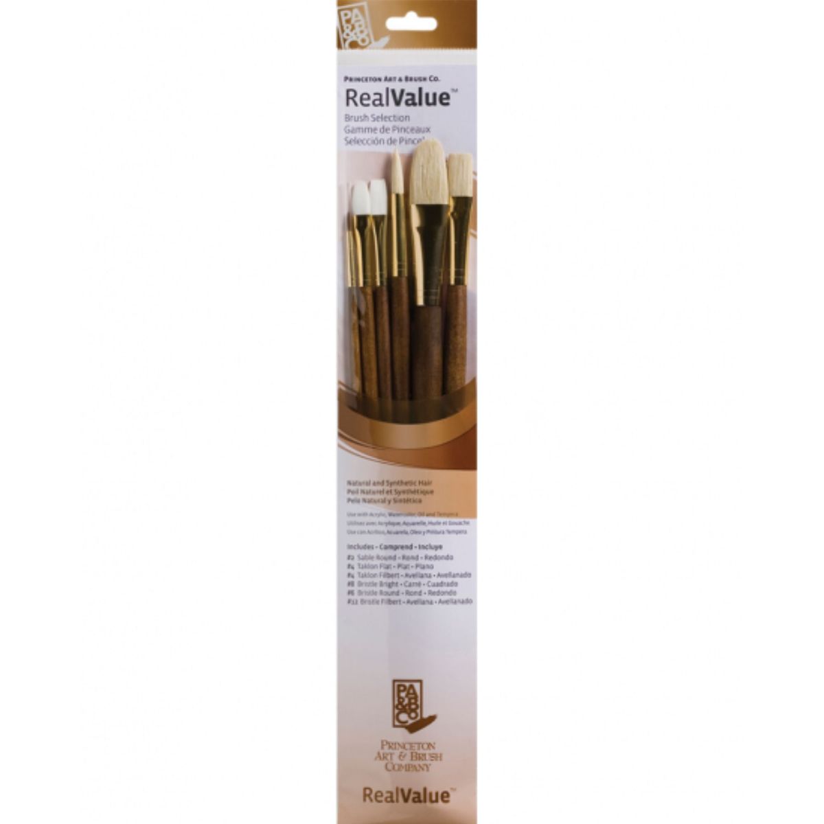 PRINCETON - Set 6 Pinceles Princeton Mango Largo Pelo Sintético Natural