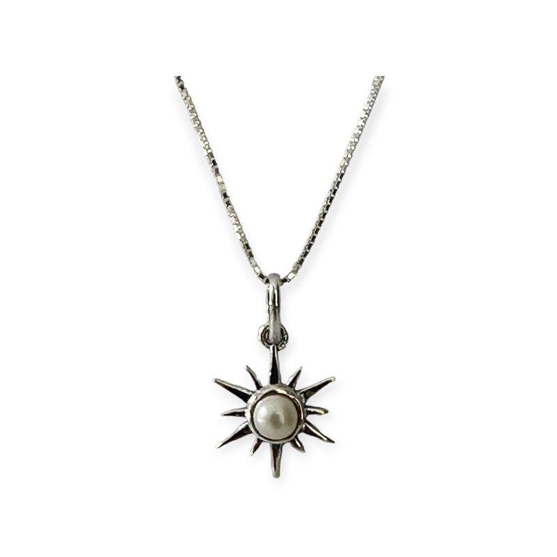 ANDREA COGGIOLA JOYAS - Collar Sol Aruna Perla De Río  Plata Fina 925
