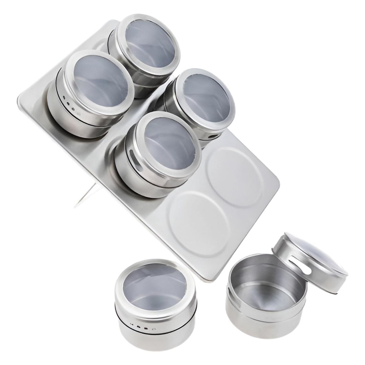 IMPORTCLICK - Set Condiméntero Especiero Magnético 6 Frascos IMPORTCLICK