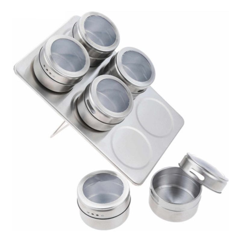 IMPORTCLICK - Set Condiméntero Especiero Magnético 6 Frascos IMPORTCLICK