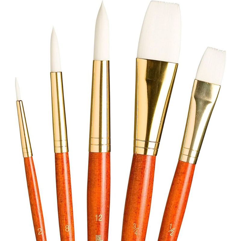 PRINCETON - Set 5 Pinceles Princeton Mango Corto Pelo Taklon Blanco (2)
