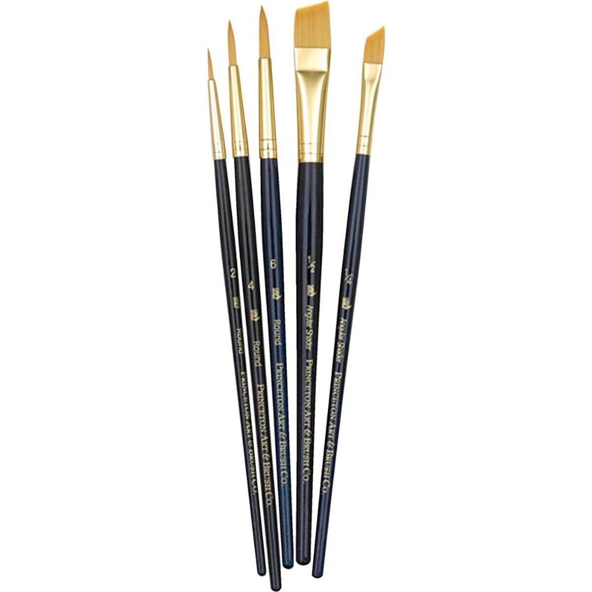 PRINCETON - Set 5 Pinceles Princeton Mango Corto Pelo Taklon Dorado (2)