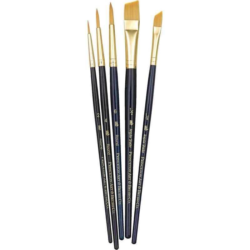 PRINCETON - Set 5 Pinceles Princeton Mango Corto Pelo Taklon Dorado (2)