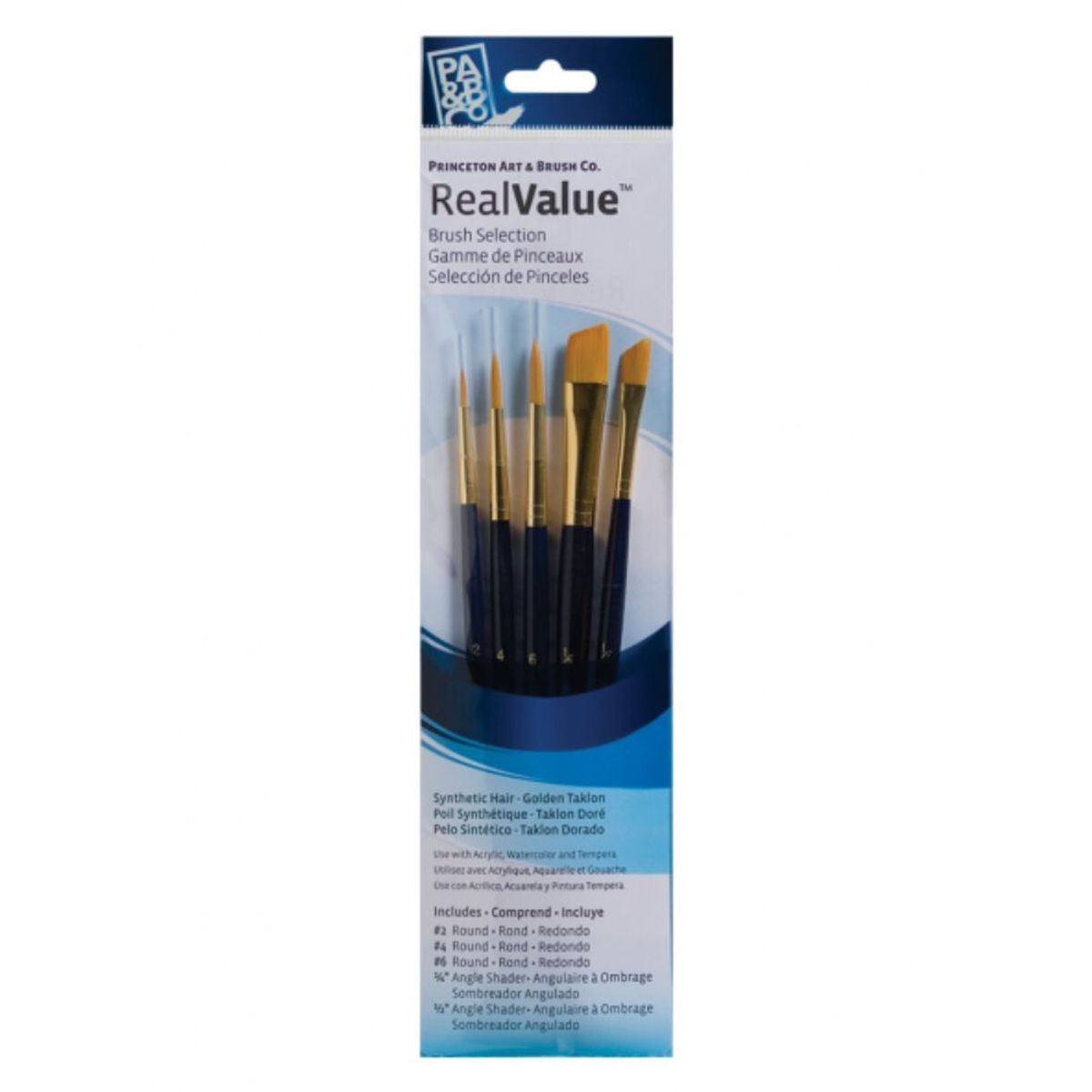 PRINCETON - Set 5 Pinceles Princeton Mango Corto Pelo Taklon Dorado (2)