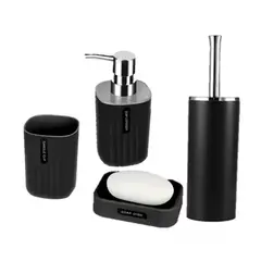 GENERICO - Set Baño 4 Piezas Taza Jabonera Dispensador Escobilla