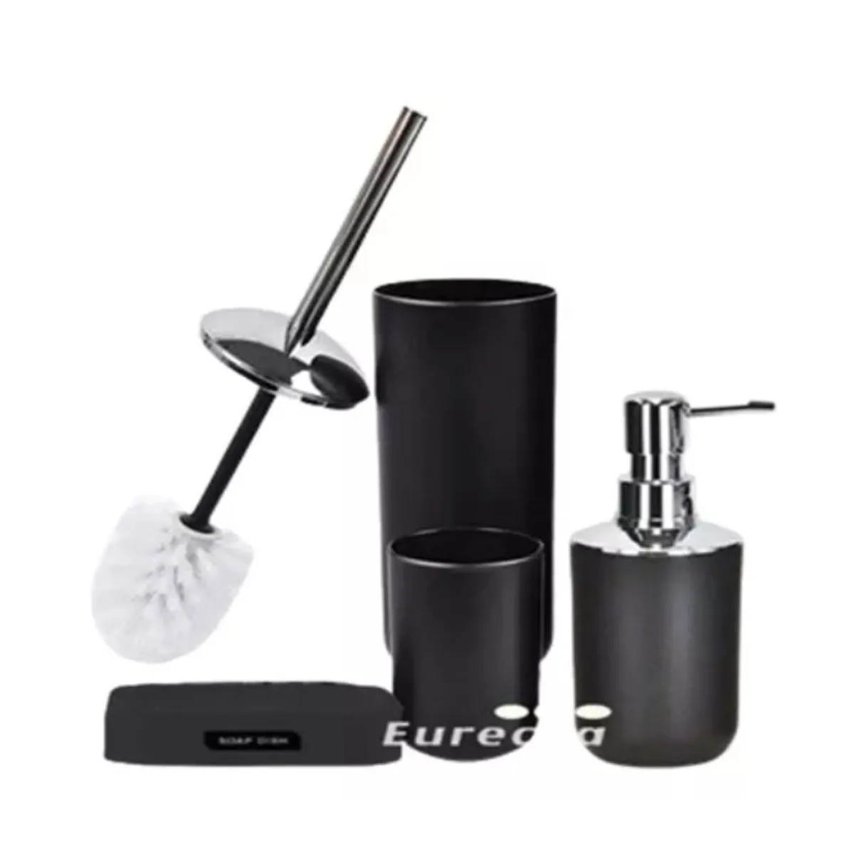 GENERICO - Set Baño 4 Piezas Taza Jabonera Dispensador Escobilla