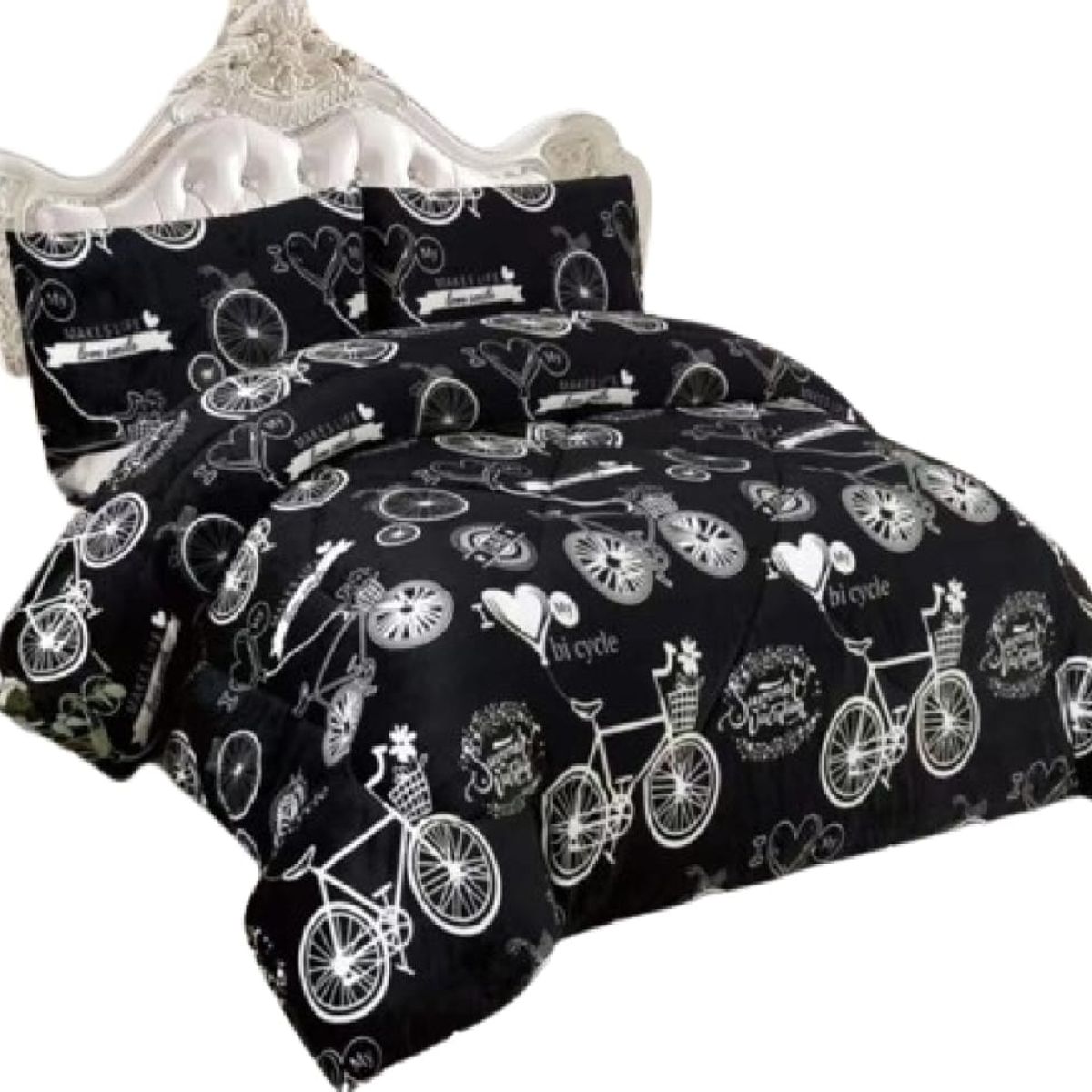 GENERICO - COBERTOR 2 PLAZA PLUSH CON CHIPORRO DE INVIERNO NEGRO BICI DN