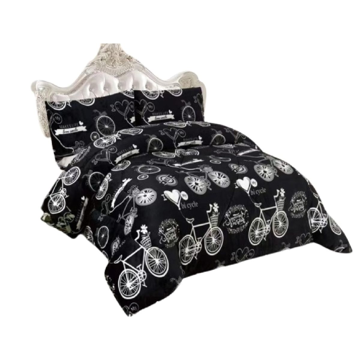 GENERICO - COBERTOR 2 PLAZA PLUSH CON CHIPORRO DE INVIERNO NEGRO BICI DN